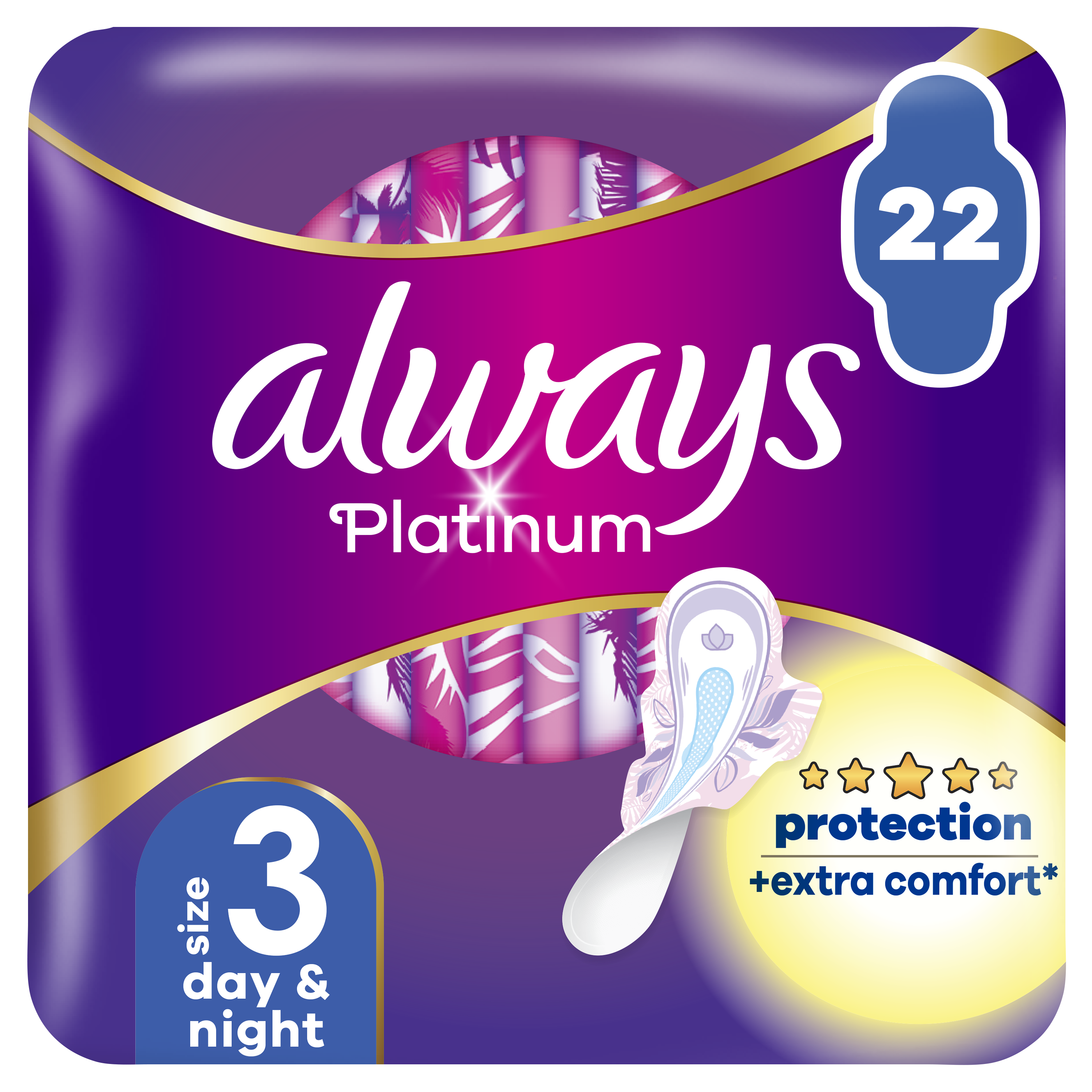 Прокладки с крылышками Always Platinum Size 3, Day & Night, 22 шт.