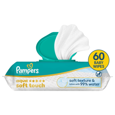Детские влажные салфетки Pampers Aqua Soft Touch, 60 салфеток
