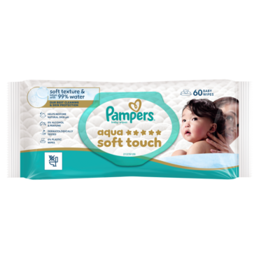 Детские влажные салфетки Pampers Aqua Soft Touch, 60 салфеток
