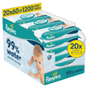 Детские влажные салфетки Pampers Aqua, 20 упаковок, 1200 салфеток