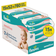 Детские влажные салфетки Pampers Sensitive, 15 упаковок, 780 салфеток