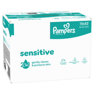 Детские влажные салфетки Pampers Sensitive, 15 упаковок, 780 салфеток