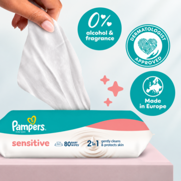 Детские влажные салфетки Pampers Sensitive, 15 упаковок, 780 салфеток