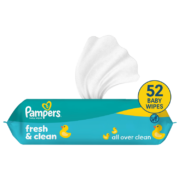Детские влажные салфетки Pampers Fresh Clean Plastic Free, 52 салфетки