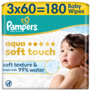 Детские влажные салфетки Pampers Aqua Soft Touch, 3 упаковки, 180 салфеток