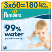 Детские влажные салфетки Pampers Aqua, 3 упаковки, 180 салфеток