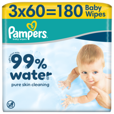 Детские влажные салфетки Pampers Aqua, 3 упаковки, 180 салфеток