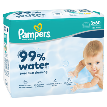 Детские влажные салфетки Pampers Aqua, 3 упаковки, 180 салфеток