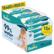 Детские влажные салфетки Pampers Aqua, 15 упаковок, 900 салфеток
