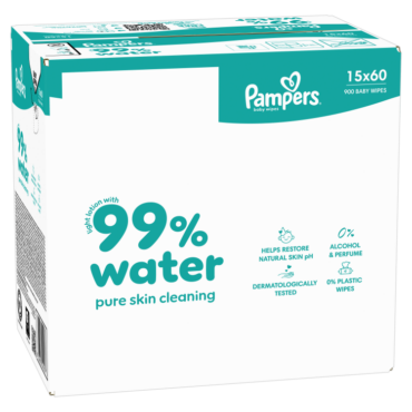 Детские влажные салфетки Pampers Aqua, 15 упаковок, 900 салфеток