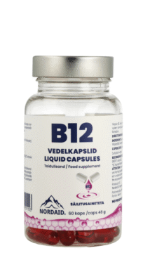Nordaid B12-vitamiin vedelkapslid 1200 µg (60 kapslit)
