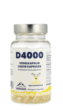 Nordaid D-vitamiin vedelkapslid 4000 IU (60 kapslit)