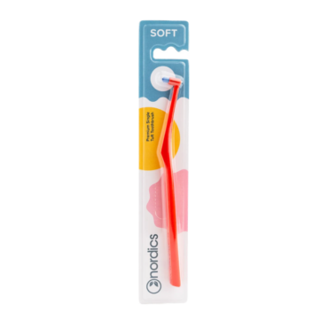 Монопучковая щетка Nordics Single Tuft Toothbrush Red Soft для межзубных промежутков и линии десен