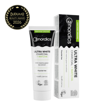 Отбеливающая зубная паста Nordics Natural Remineralization Toothpaste Ultra White с матча и активированным углем, 75 мл